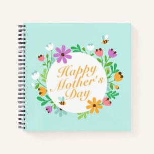 Elegant Happy Moederdag Floral Wreath Guestbook Notitieboek