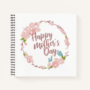 Elegant Happy Moederdag Floral Wreath Guestbook Notitieboek