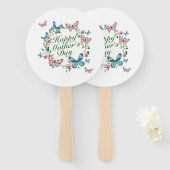 Elegant Happy Moederdag Floral Wreath Hand Fan Handwaaier (Voorkant en achterkant)