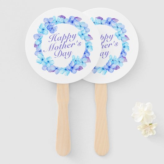Elegant Happy Moederdag Floral Wreath Hand Fan Handwaaier (Voorkant en achterkant)