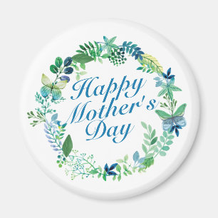 Elegant Happy Moederdag Floral Wreath Magnet Magneet