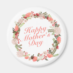 Elegant Happy Moederdag Floral Wreath Magnet Magneet