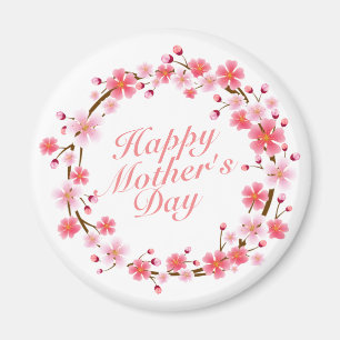 Elegant Happy Moederdag Floral Wreath Magnet Magneet
