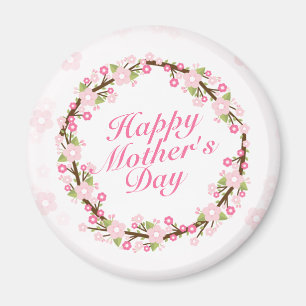 Elegant Happy Moederdag Floral Wreath Magnet Magneet