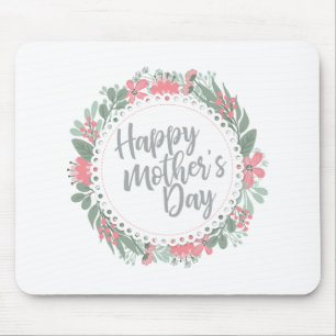 Elegant Happy Moederdag Floral Wreath Mousepad Muismat