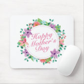 Elegant Happy Moederdag Floral Wreath Mousepad Muismat (Met muis)