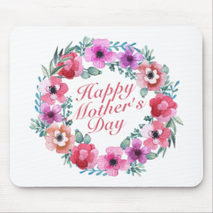 Elegant Happy Moederdag Floral Wreath Mousepad Muismat