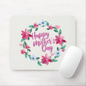 Elegant Happy Moederdag Floral Wreath Mousepad Muismat (Met muis)
