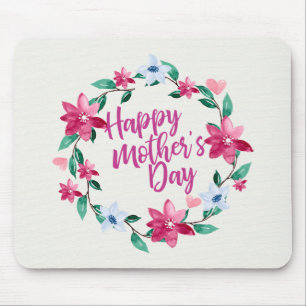 Elegant Happy Moederdag Floral Wreath Mousepad Muismat