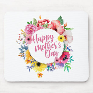 Elegant Happy Moederdag Floral Wreath Mousepad Muismat