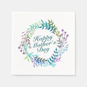 Elegant Happy Moederdag Floral Wreath Napkin Servet