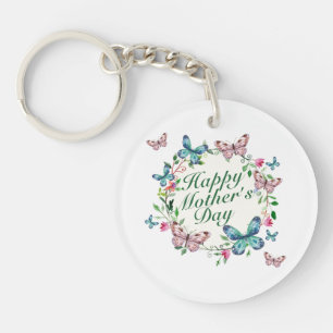 Elegant Happy Moederdag Floral Wreath Sleutelhange Sleutelhanger