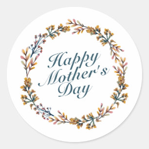 Elegant Happy Moederdag Floral Wreath Sticker