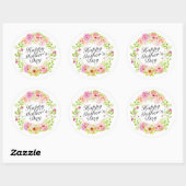 Elegant Happy Moederdag Floral Wreath Sticker (Vel)