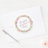 Elegant Happy Moederdag Floral Wreath Sticker (Envelop)