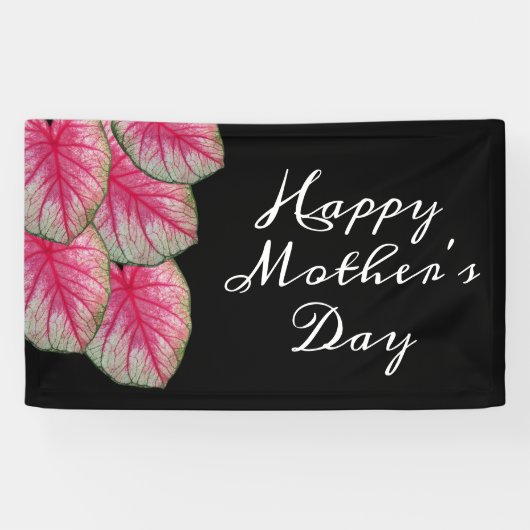 Elegant Happy Moederdag Hot Pink Floral Spandoek (Horizontaal)