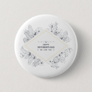 Elegant Happy Moederdag Pin-Button Ronde Button 5,7 Cm