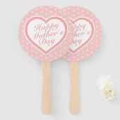 Elegant Happy Moederdag Pink Hearts Hand Fan Handwaaier (Voorkant en achterkant)