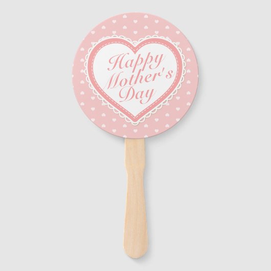 Elegant Happy Moederdag Pink Hearts Hand Fan Handwaaier (Voorkant)