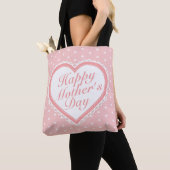 Elegant Happy Moederdag roze harten Canvas tas (Dichtbij)