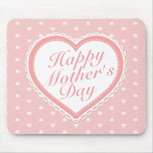 Elegant Happy Moederdag roze harten Mousepad Muismat