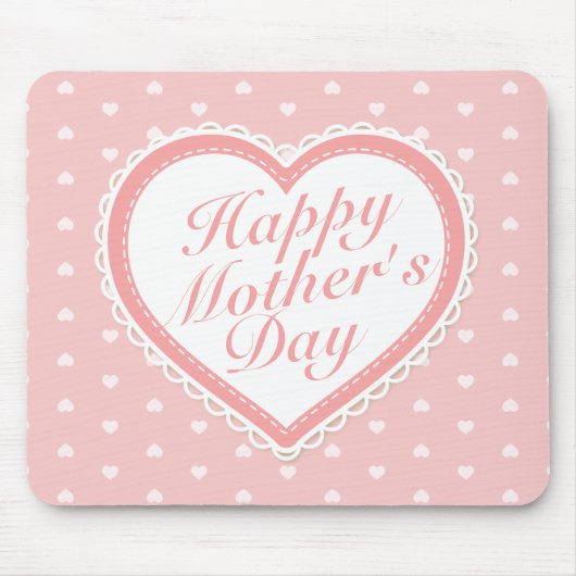 Elegant Happy Moederdag roze harten Mousepad Muismat (Voorkant)