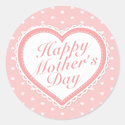 Élégant Happy Mother's Day Pink Hearts Sticker (Devant)