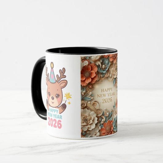 elegant happy new year 2026 coffee mug & cup (Devant gauche)