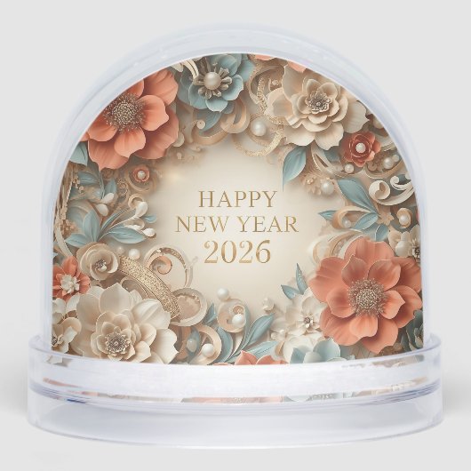 elegant happy new year 2026 snow globe (Avant)