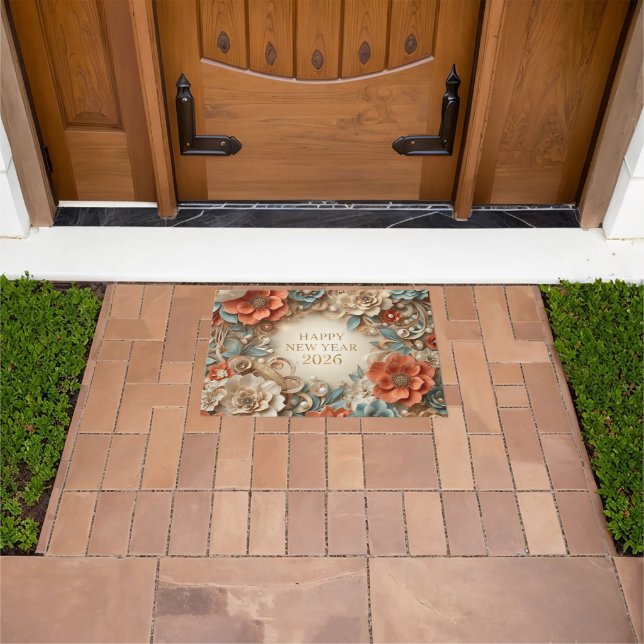 elegant happy new year 2026 welcome mat (Buiten)