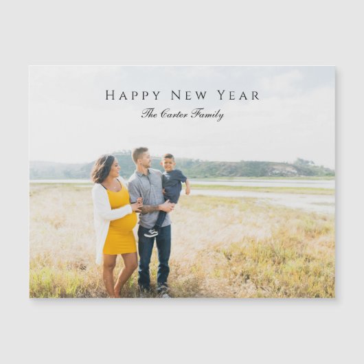 Elegant Happy New Year Script Foto Zwangerschap Ch (Voorkant)