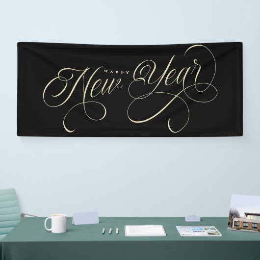 Elegant Happy New Year script Spandoek (Beurs)