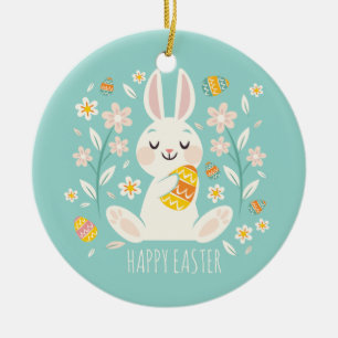 Elegant Happy Paaster Bunny   Keramische siervoorw Keramisch Ornament