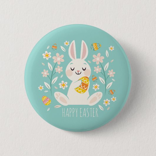 Elegant Happy Paaster Bunny | Pin-Button Ronde Button 5,7 Cm (Voorkant)