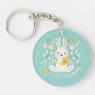 Elegant Happy Paaster Bunny Sleutelhanger