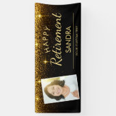 Elegant Happy Retirement Photo Gold Sparkle Spandoek (Verticaal)