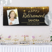 Elegant Happy Retirement Photo Gold Sparkle Spandoek
