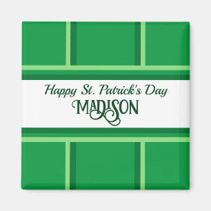 Elegant Happy St. Patrick's Day Custom Name Green Magneet