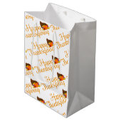 Elegant Happy Thanksgiving Greetings Medium Cadeauzakje (Voorkant Gekanteld)
