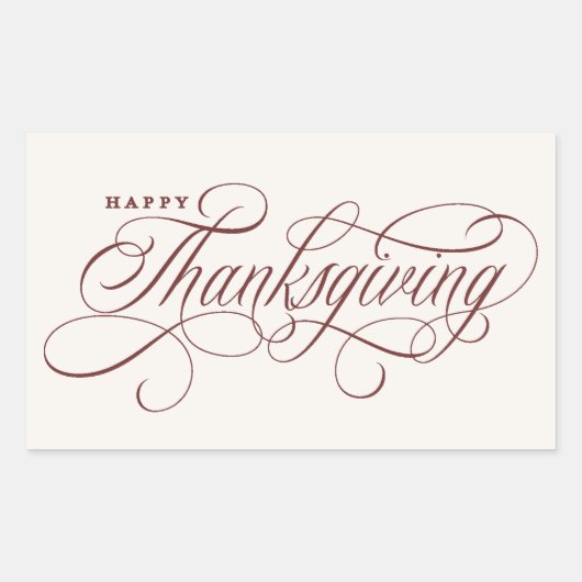 Elegant Happy Thanksgiving-script Rechthoekige Sticker (Voorkant)