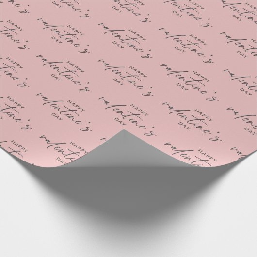 Elegant Happy Valentine's dag Blush Pink Cadeaupapier (Hoek)