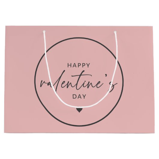 Elegant Happy Valentine's dag Blush Pink Groot Cadeauzakje (Voorkant)