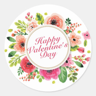 Elegant Happy Valentine's Day Floral Lijst Sticker