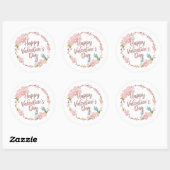 Elegant Happy Valentine's Day Floral Sticker Seal (Vel)