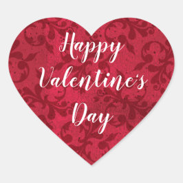 Elegant Happy Valentine's Day  Red Damask Hart Sticker
