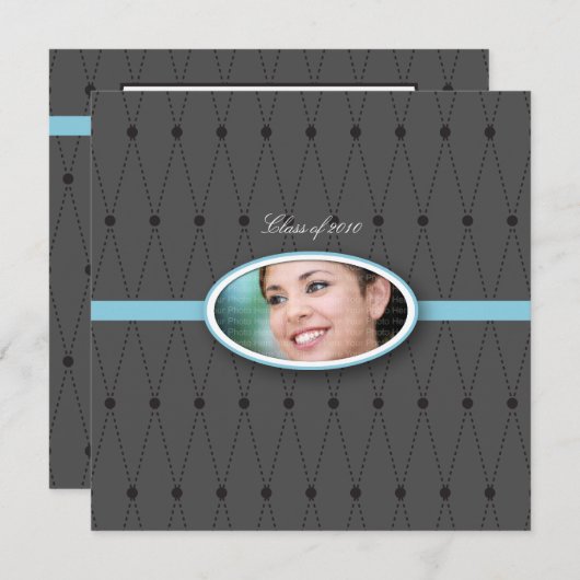 Elegant Harlequin Pattern: Blauw Kaart (Voorkant / Achterkant)