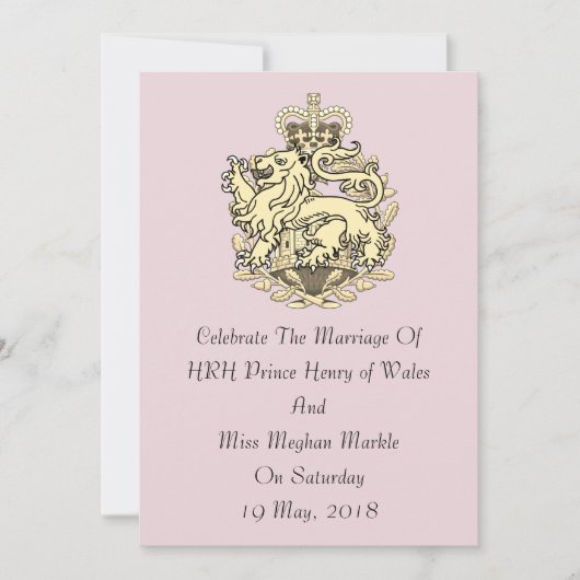 Elegant Harry & Meghan Party Invitation (roze) Kaart (Voorkant)