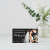Elegant hart 2 foto collage bruiloft fotograaf visitekaartje (Staand voorkant)