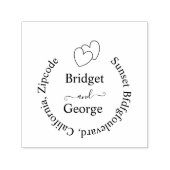 Elegant hart bruiloft & ronde retour adres zwart  zelfinktende stempel (Design)