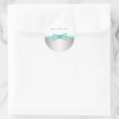 Elegant Hart en Bow Blauwgroen Blauwe Stickers (Tas)